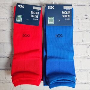 DSG Soccer Sleeve 2 Pack Socks (Bundle of 2) Red‎ Blue Unisex L/XL NEW